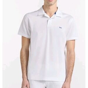 Harmont & Blaine Pique Polo Shirt Large White Short Sleeve Cotton Logo Dachshund